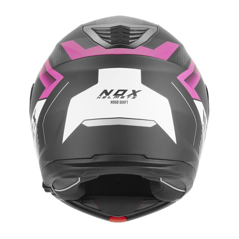 Výklopná helma na motorku NOX N968 Shift matná čierno-bielo-ružová