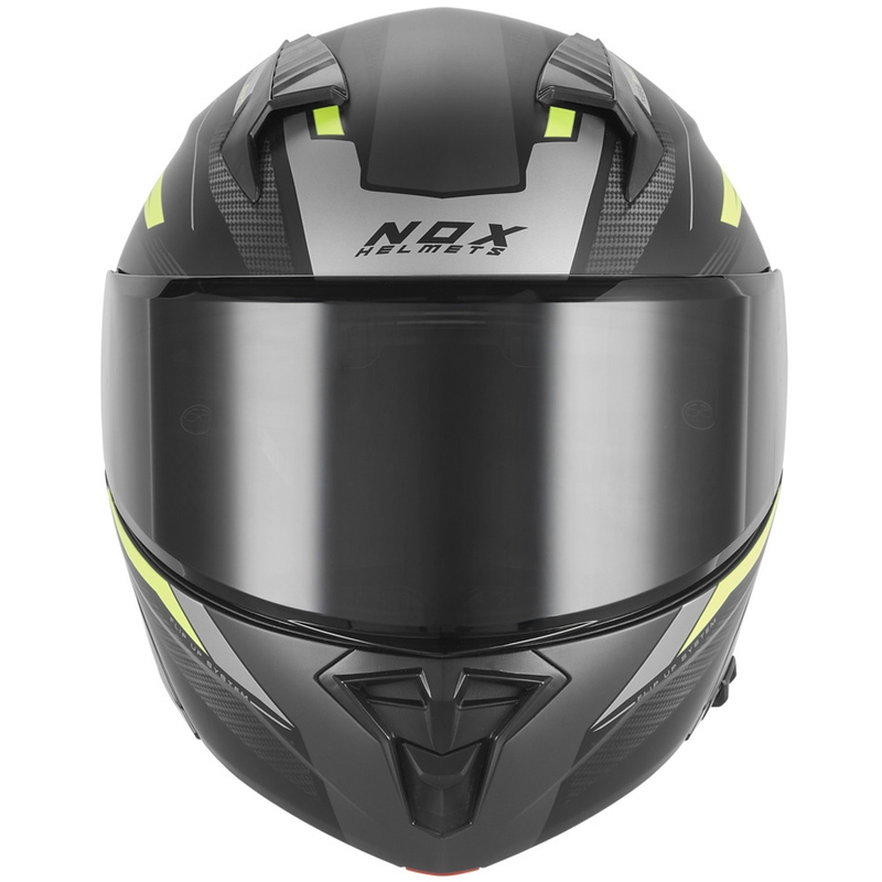 Výklopná helma na motorku NOX N968 Shift matná čierno-fluo žltá