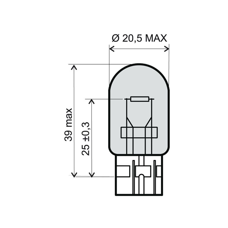 Žiarovka RMS 12V 21W T20 biela