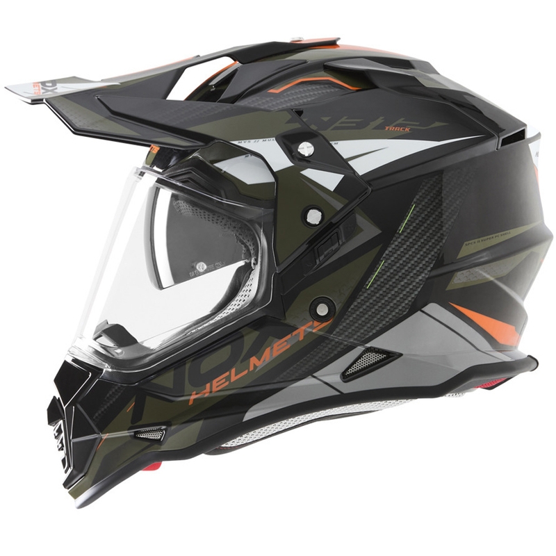 Enduro prilba na motorku NOX N312 Track khaki-oranžová
