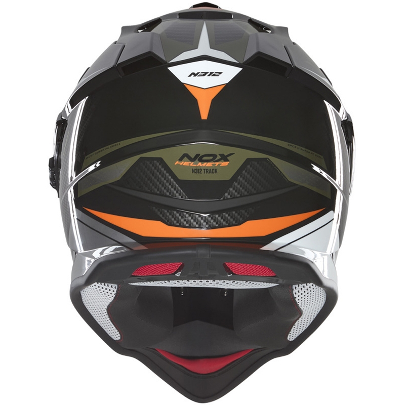 Enduro prilba na motorku NOX N312 Track khaki-oranžová