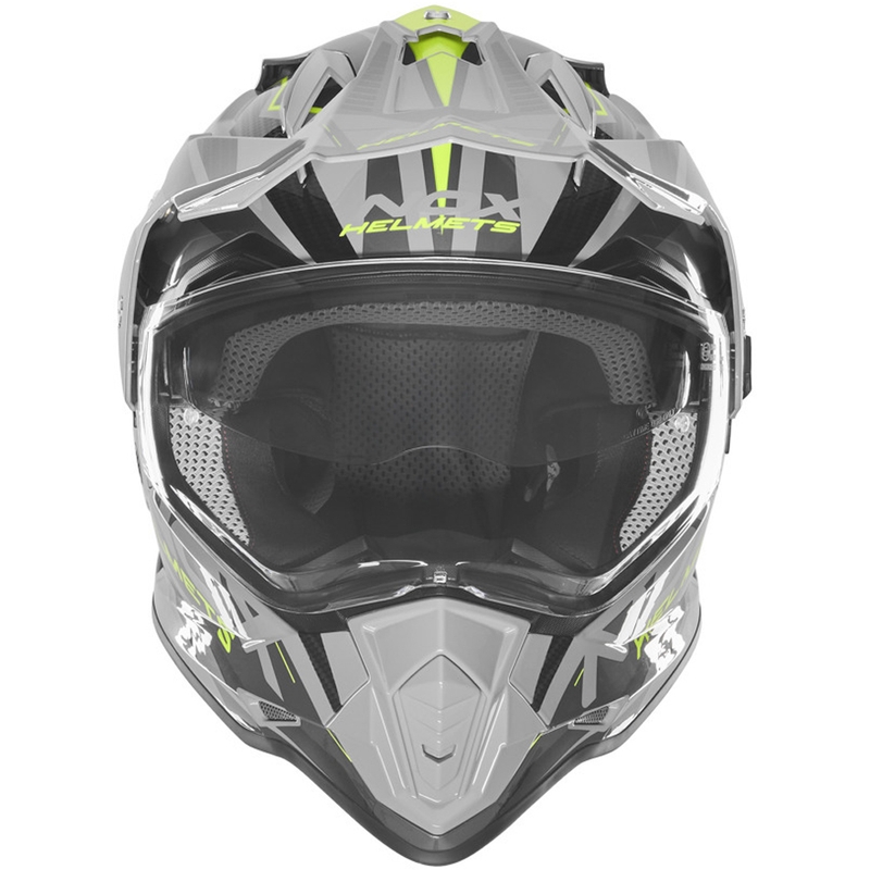 Enduro prilba na motorku NOX N312 Track sivo-fluo žltá