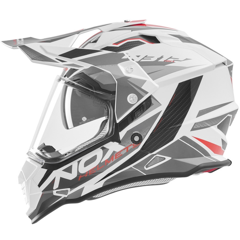 Enduro helma na motorku NOX N312 Track bielo-červená