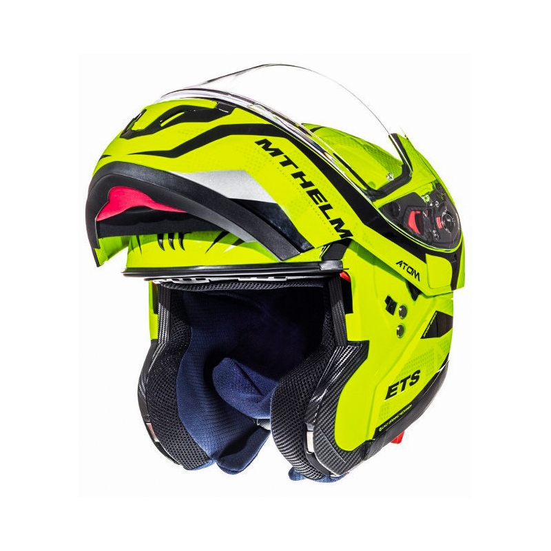 Vyklápacia prilba na motorku MT Atom Divergence fluo žltá  - II. akosť