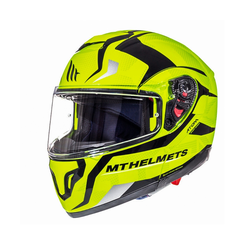 Vyklápacia prilba na motorku MT Atom Divergence fluo žltá  - II. akosť