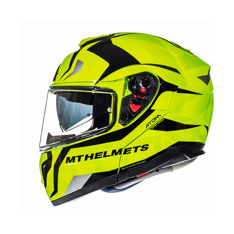 Vyklápacia prilba na motorku MT Atom Divergence fluo žltá  - II. akosť