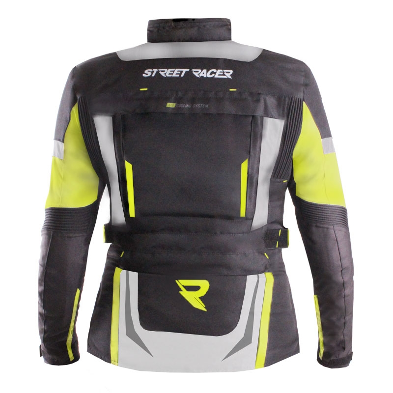 Dámska bunda na motorku Street Racer Hilax čierno-šedo-fluo žltá - II. akosť