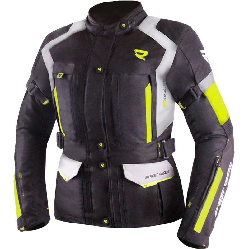 Dámska bunda na motorku Street Racer Hilax čierno-šedo-fluo žltá - II. akosť