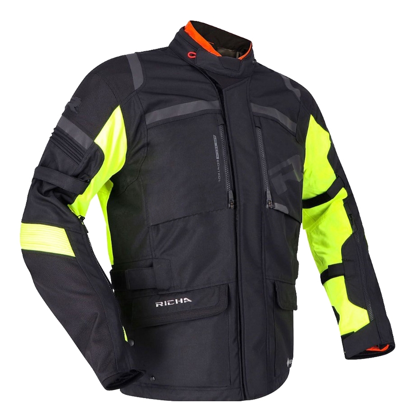 Bunda na motorku RICHA Brutus GTX čierno-fluo žltá výpredaj - II. akosť