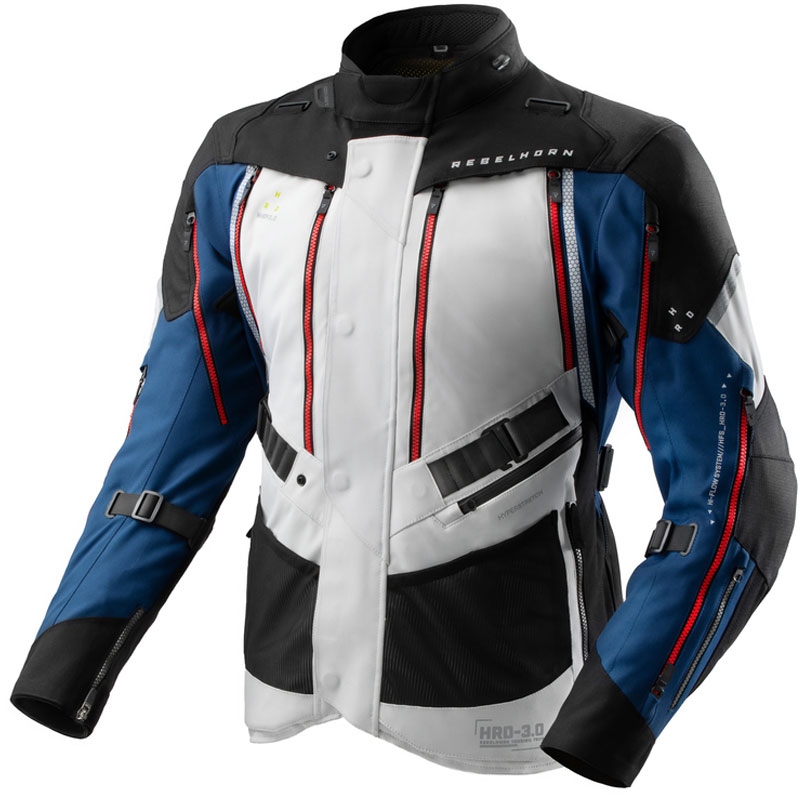 Bunda na motorku Rebelhorn Hardy 3.0 modro-šedo-červená - II. akosť