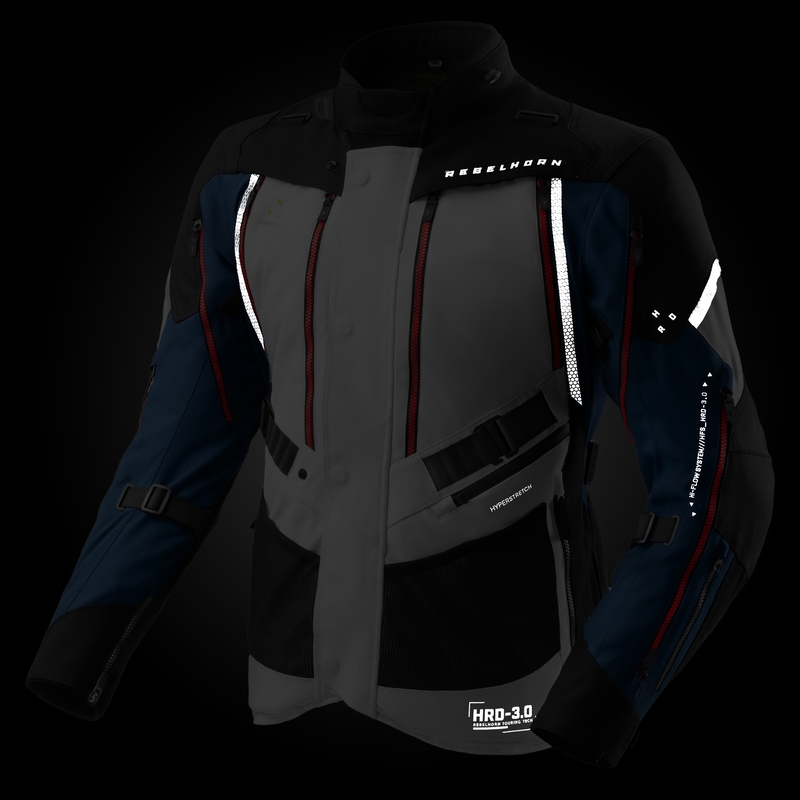 Bunda na motorku Rebelhorn Hardy 3.0 modro-šedo-červená - II. akosť