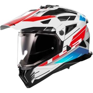Enduro prilba na motocykel LS2 MX702 PIONEER II NAMIB bielo-modro-červená