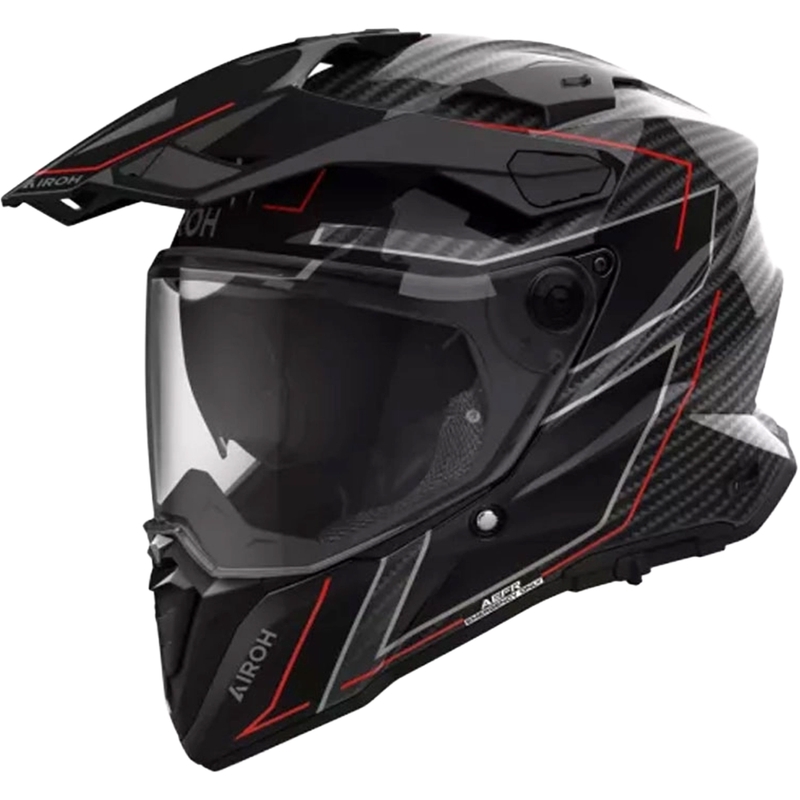 Enduro helma na motorku Airoh Commander 2 Carbon Stylish čierno-červená