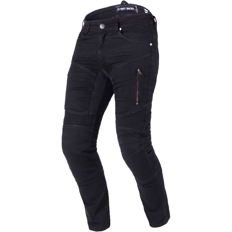 Skrátené jeansy na motorku Street Racer Stretch II CE čierne