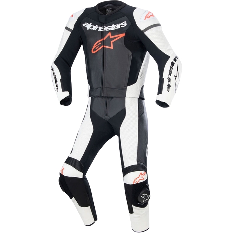 Kožená dvojdielna kombinéza Alpinestars GP Force Lurv bielo-čierno-fluo červená