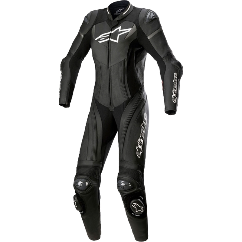 Dámska jednodielna kožená kombinéza na motorku Alpinestars STELLA GP PLUS 2 čierno-bielo-metalická šedá