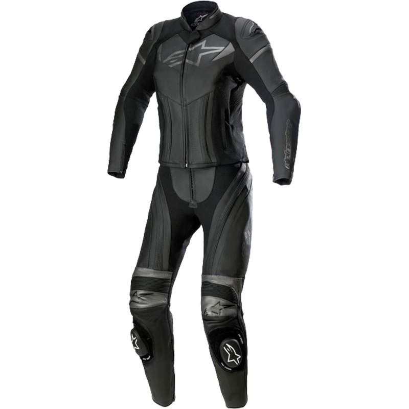 Dámska dvojdielna kožená kombinéza na motorku Alpinestars STELLA GP PLUS 2 čierno-šedá metalická