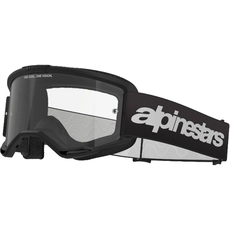 Motokrosové okuliare Alpinestars Vision 3 Wordmark čierne s čírym plexisklom
