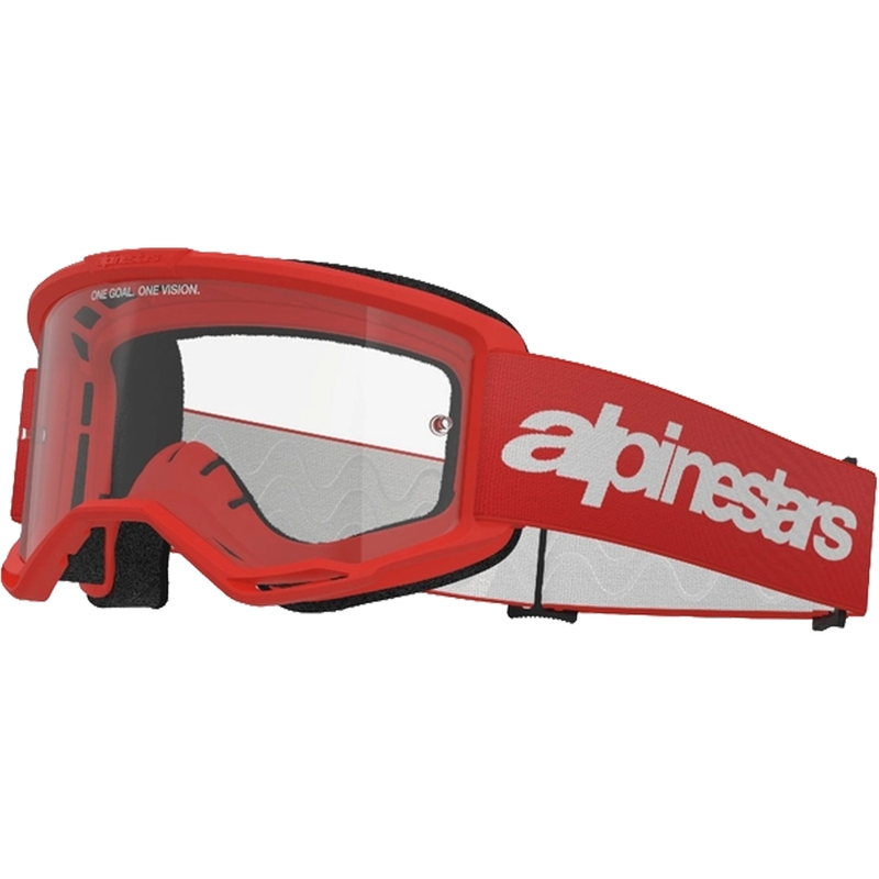 Motokrosové okuliare Alpinestars Vision 3 Wordmark červené s čírym plexi