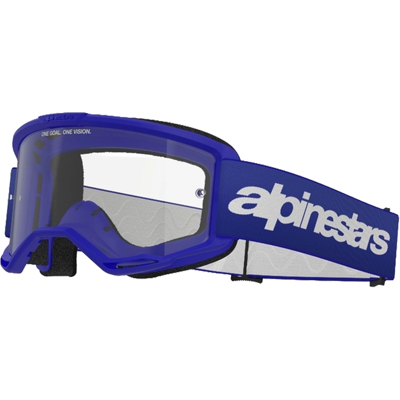 Motokrosové okuliare Alpinestars Vision 3 Wordmark modré s čírym plexi