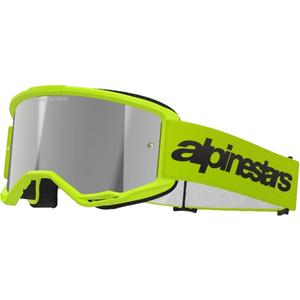 Motokrosové okuliare Alpinestars Vision 3 Wordmark fluo žlté so zradlovým strieborným plexi