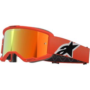 Motokrosové okuliare Alpinestars Vision 5 Corp oranžové so zrkadlovým červeným plexisklom