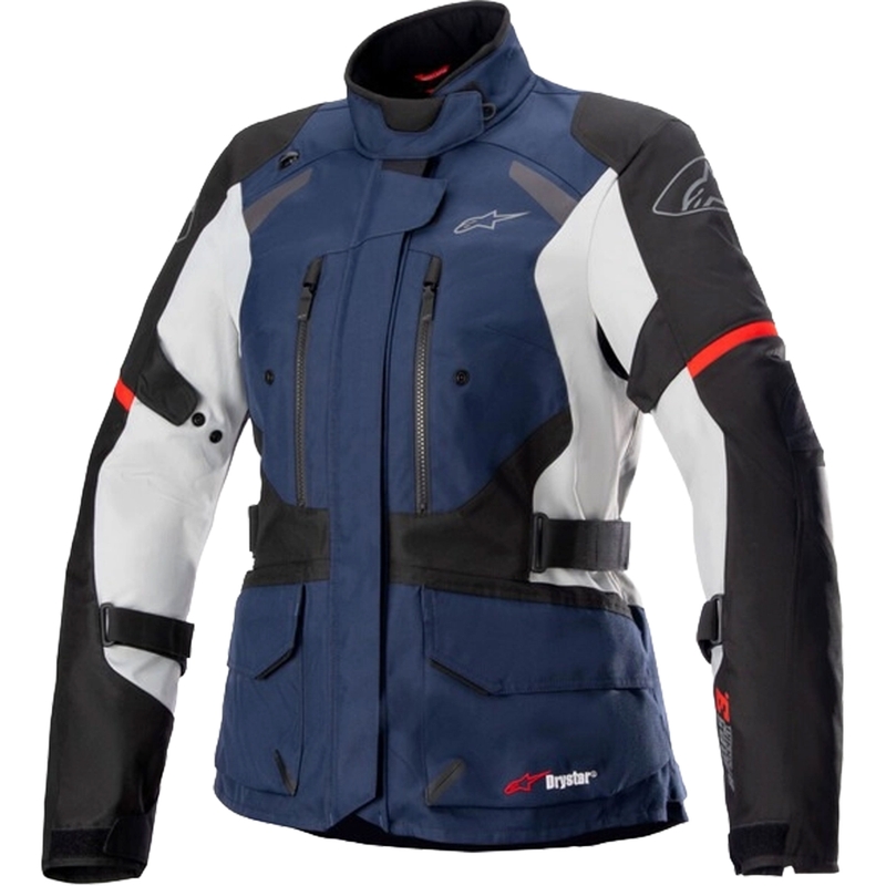 Dámska bunda na motocykel Alpinestars Stella Andes Drystar tmavo modro-čierno-svetlo šedo-červená