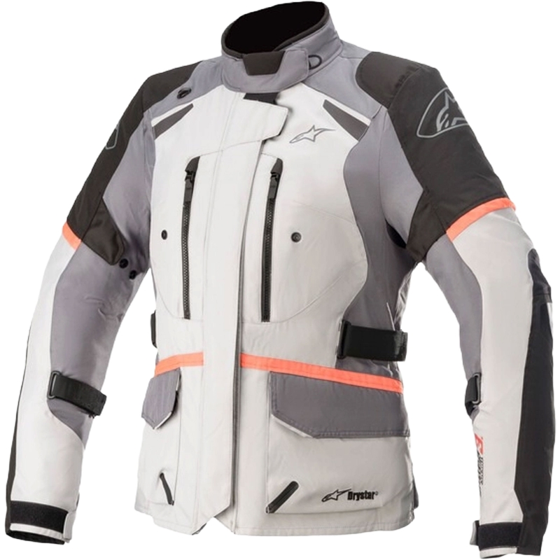 Dámska bunda na motocykel Alpinestars Stella Andes Drystar šedo-čierno-fluorescenčno ružová