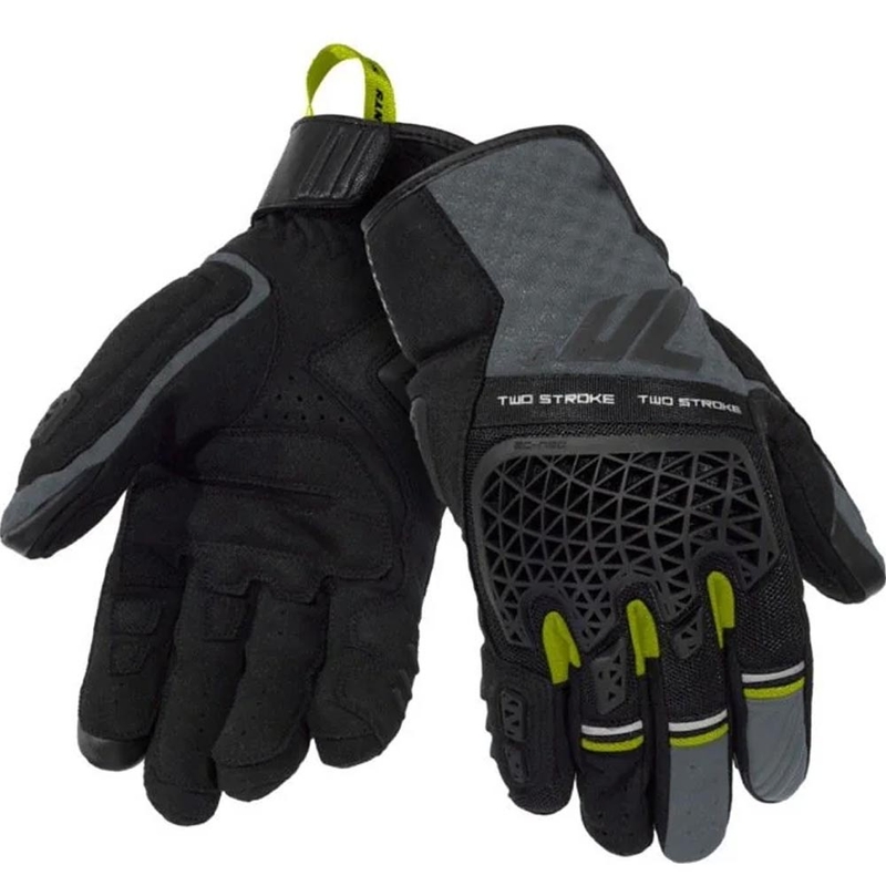 Rukavice na motorku Seventy Degrees SD-N60 Two Stroke čierno-šedo-fluo žlté