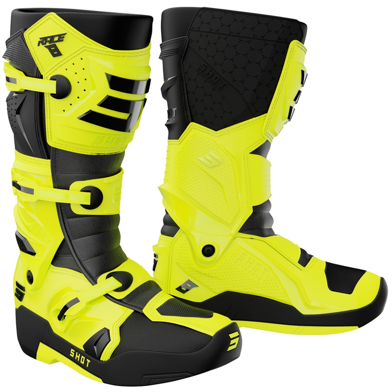 Motokrosové topánky na motorku Shot Race 8 fluo žlté