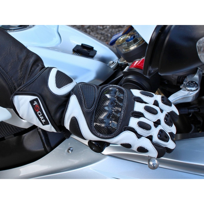 Rukavice na motocykel Tschul 212 čierno-biele výpredaj