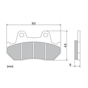 Brzdové doštičky NISSIN semi-metalická zmes 90x49x9 mm 2 ks