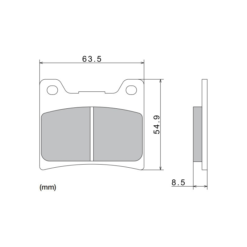 Brzdové doštičky NISSIN semi-metalická zmes 63.5x54.9x8.5 mm 2 ks