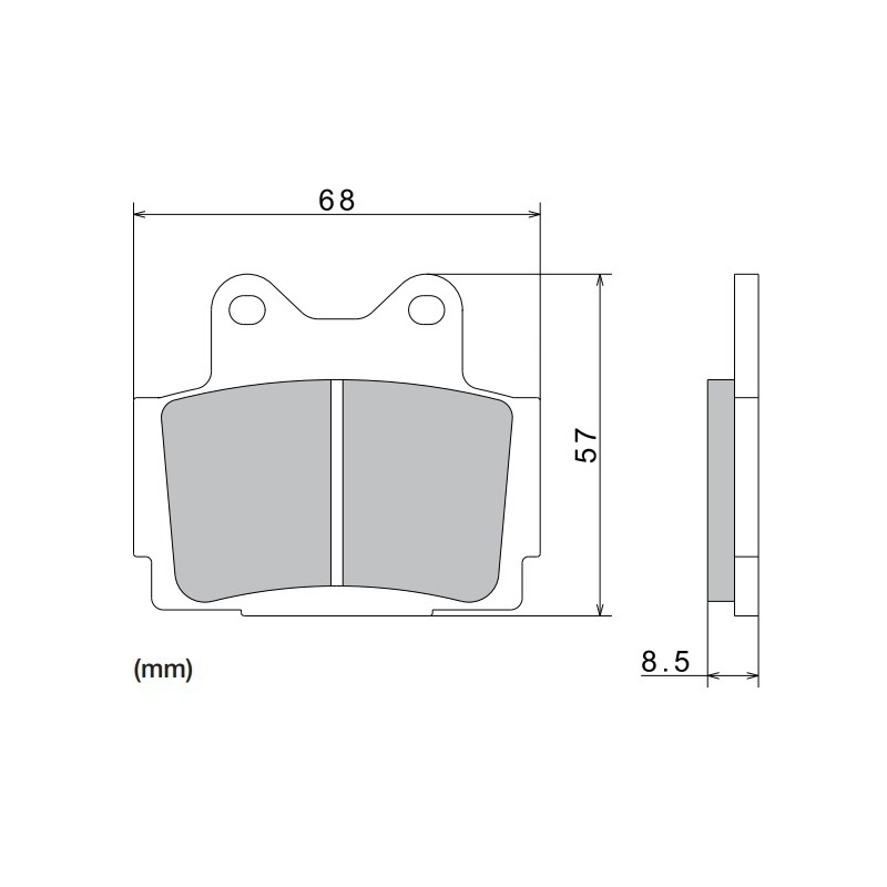 Brzdové doštičky NISSIN semi-metalická zmes 68x57x8.5 mm 2 ks