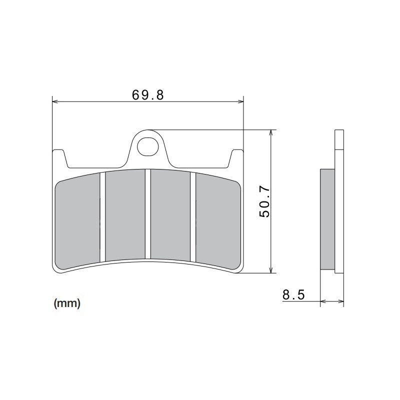 Brzdové doštičky NISSIN semi-metalická zmes 69.8x50.7x8.5 mm 2 ks