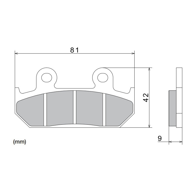 Brzdové doštičky NISSIN semi-metalická zmes 81x42x9 mm 2 ks