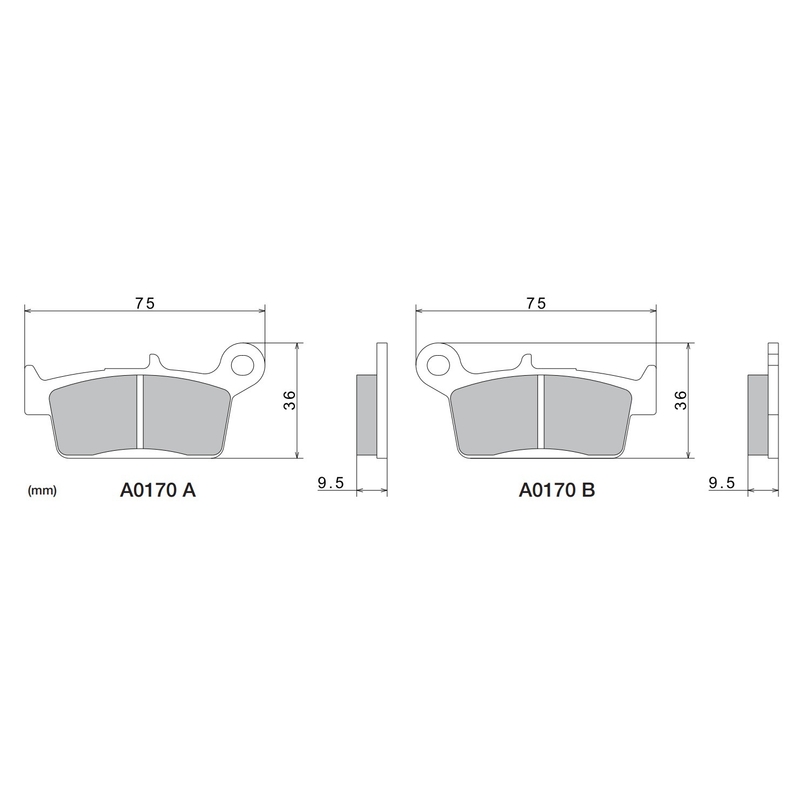 Brzdové doštičky NISSIN semi-metalická zmes 75x36x9.5 mm 2 ks