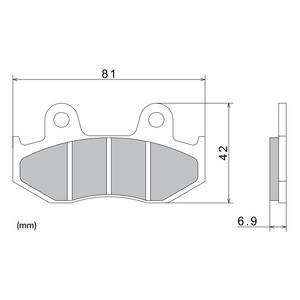 Brzdové doštičky NISSIN semi-metalická zmes 81x42x6.9 mm 2 ks