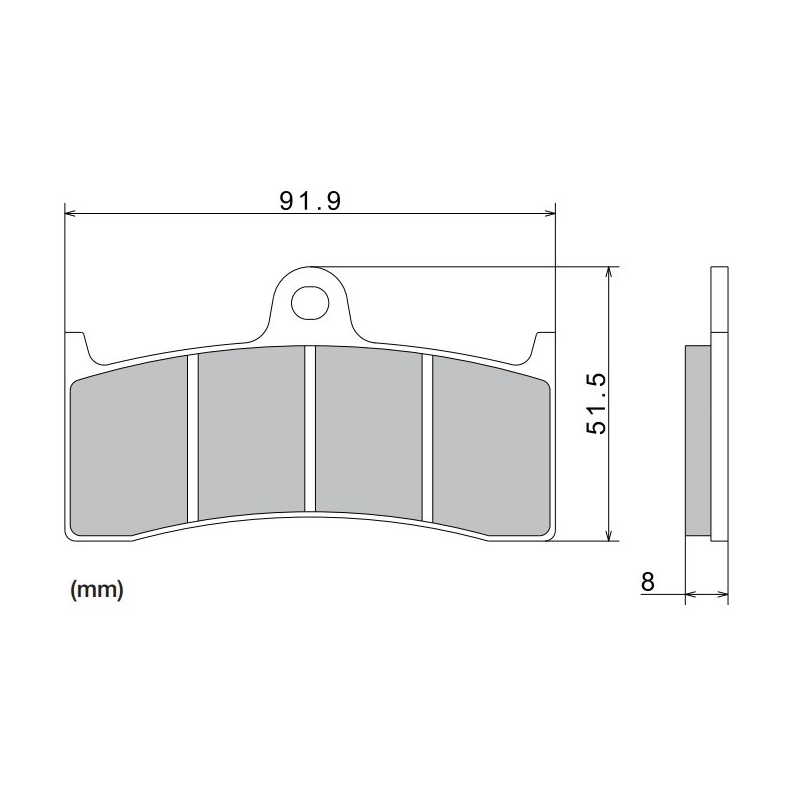 Brzdové doštičky NISSIN semi-metalická zmes 91.9x51.5x8 mm 2 ks