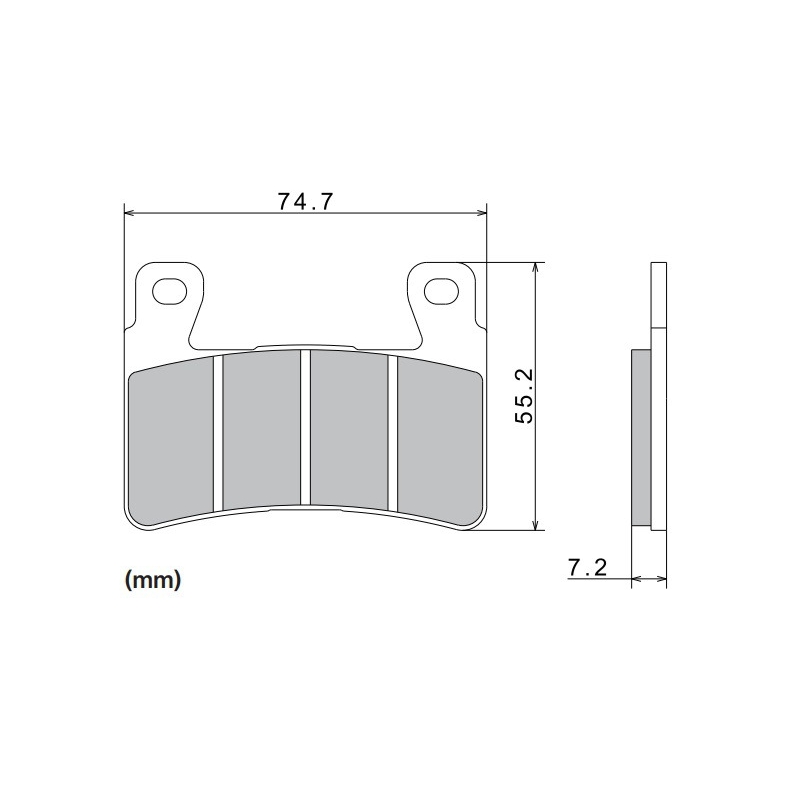 Brzdové doštičky NISSIN semi-metalická zmes 74.7x55.2x7.2 mm 2 ks