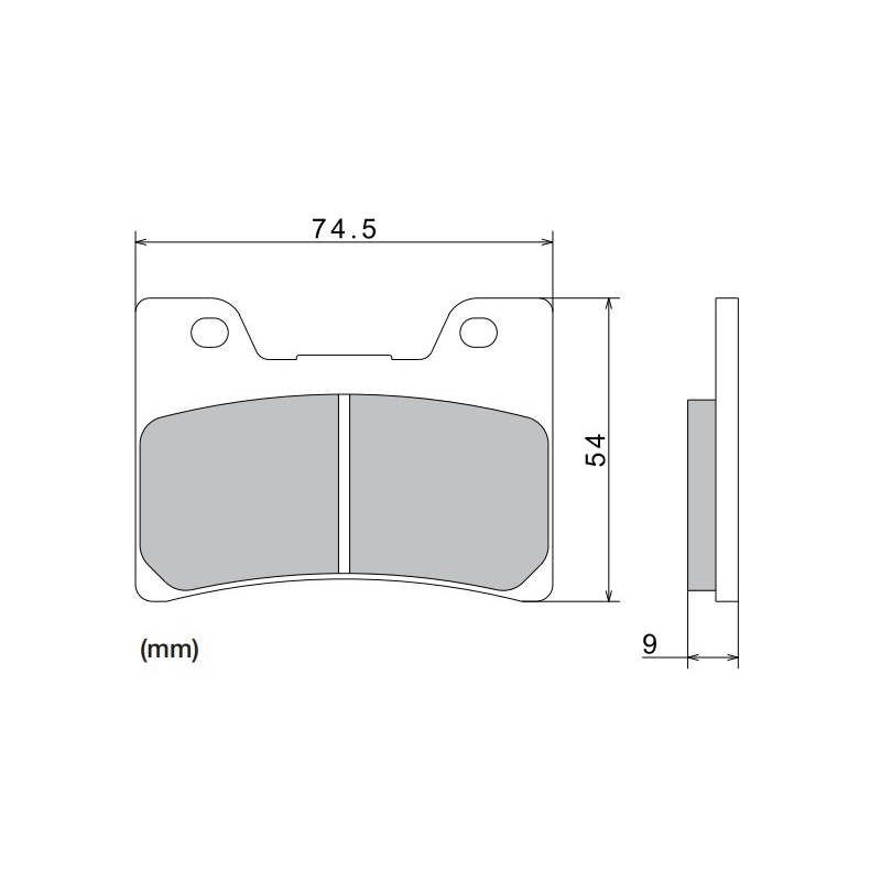 Brzdové doštičky NISSIN semi-metalická zmes 74.5x54x9 mm 2 ks