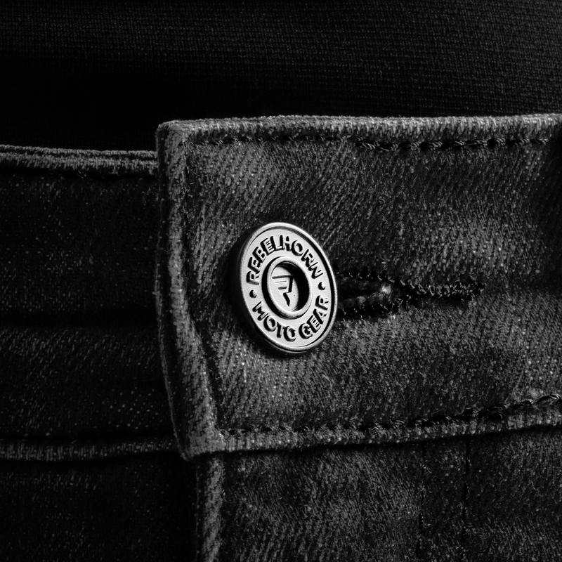 Skrátené džínsy na motorku Rebelhorn Classic Monolayer vyprané čierne