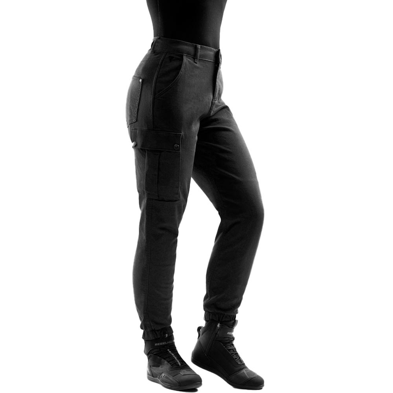 Dámske skrátené džínsy na motorku Rebelhorn Faster čierne