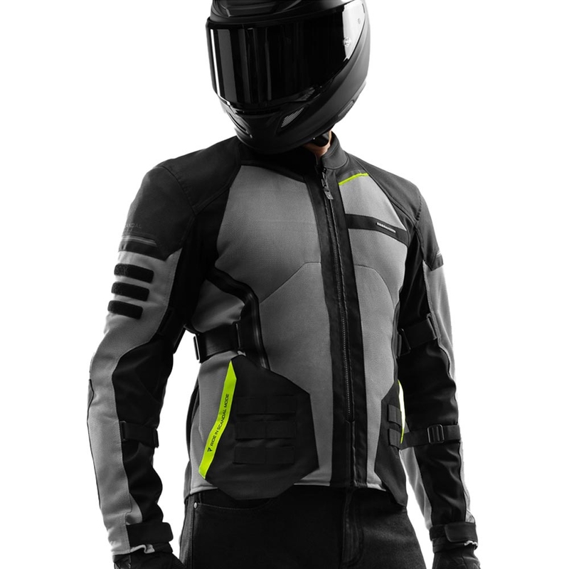 Bunda na motorku Rebelhorn Scandal 3 čierno-šedo-fluo žltá