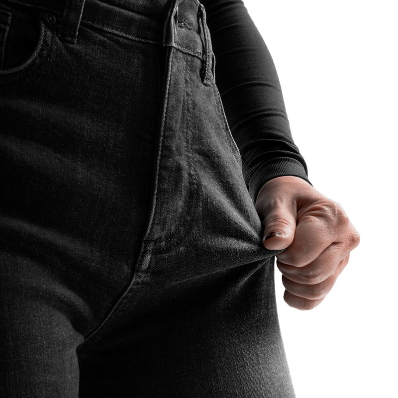 Dámske predĺžené džínsy na motorku Rebelhorn Classic Monolayer vyprané čierne