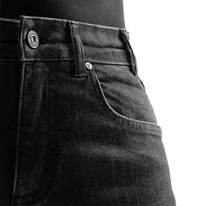 Dámske predĺžené džínsy na motorku Rebelhorn Classic Monolayer vyprané čierne