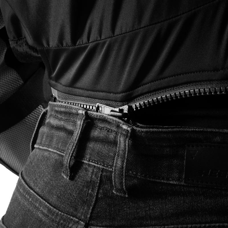 Dámske predĺžené džínsy na motorku Rebelhorn Classic Monolayer vyprané čierne