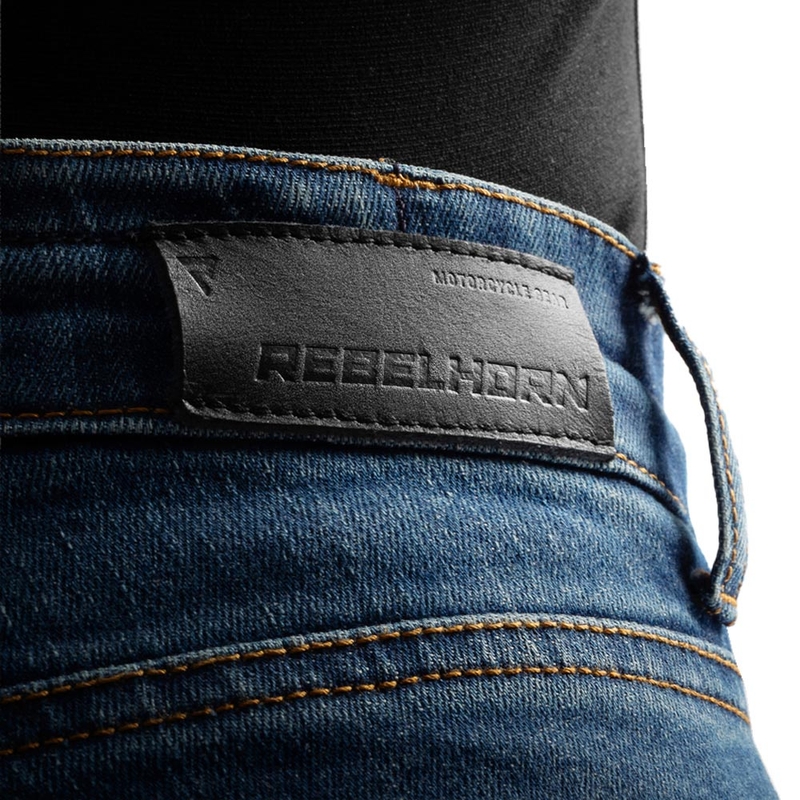 Dámske skrátené džínsy na motorku Rebelhorn Classic Monolayer vyprané modré