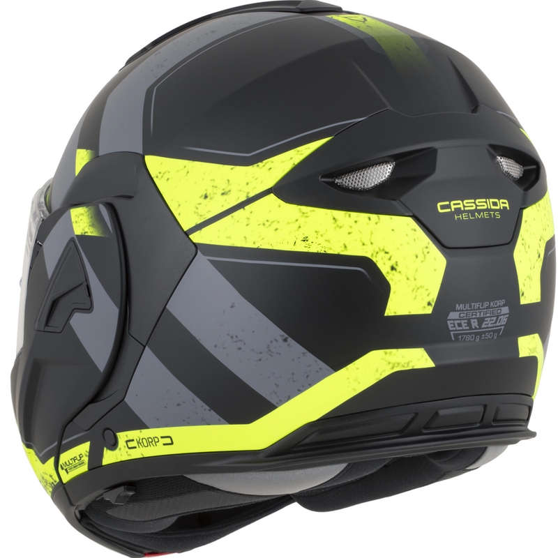 Preklápacia helma na motorku Cassida MultiFlip Korp matná čierno-fluo žlto-šedá