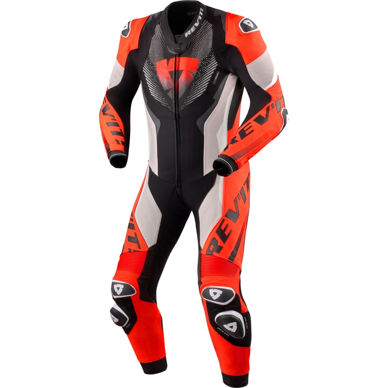 Kombinéza na motorku Revit One Piece Hyperspeed 3 svetlo šedo-fluo červená